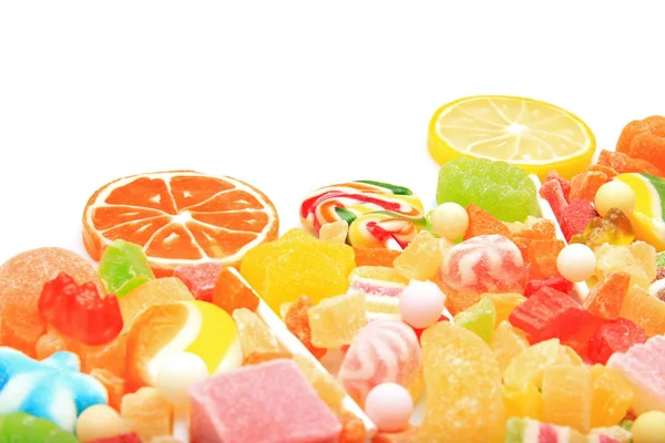 Lollipops and colorful jelly candies — Stock Photo, Image