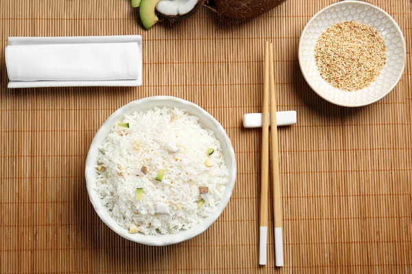 Bowl with coconut rice — Stock Photo, Image