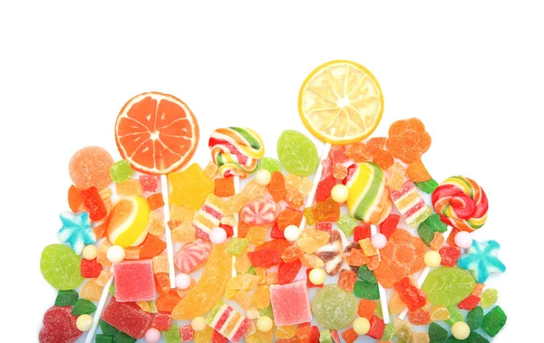 Lollipops and colorful jelly candies — Stock Photo, Image