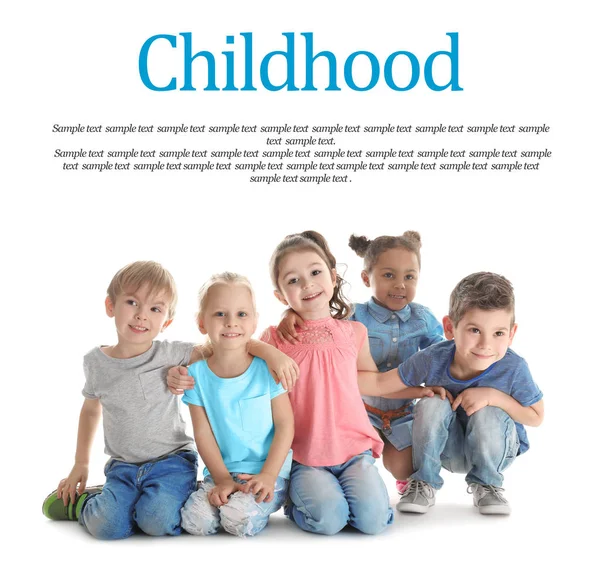 Schattige Kinderen Ruimte Voor Tekst Witte Achtergrond — Stockfoto