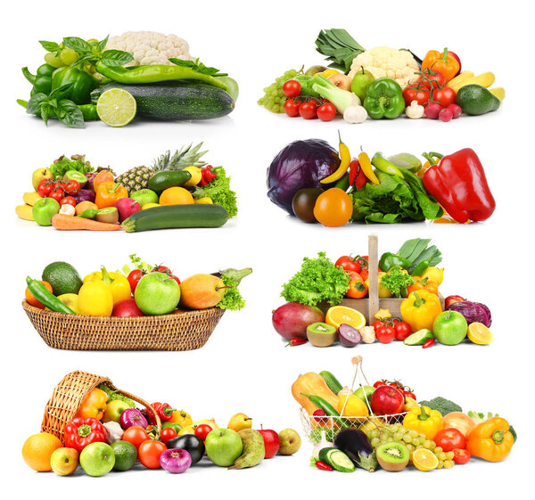 Collage of vegetables and fruits 