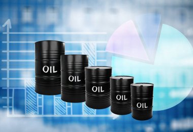 Petrol fiyatları kavramı. Siyah altın arka plan bulanık üzerinde varil