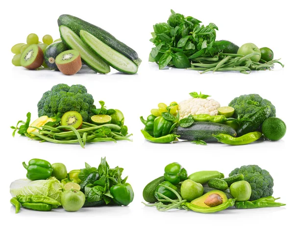 Zöldségek és gyümölcsök kollázsa — Stock Fotó