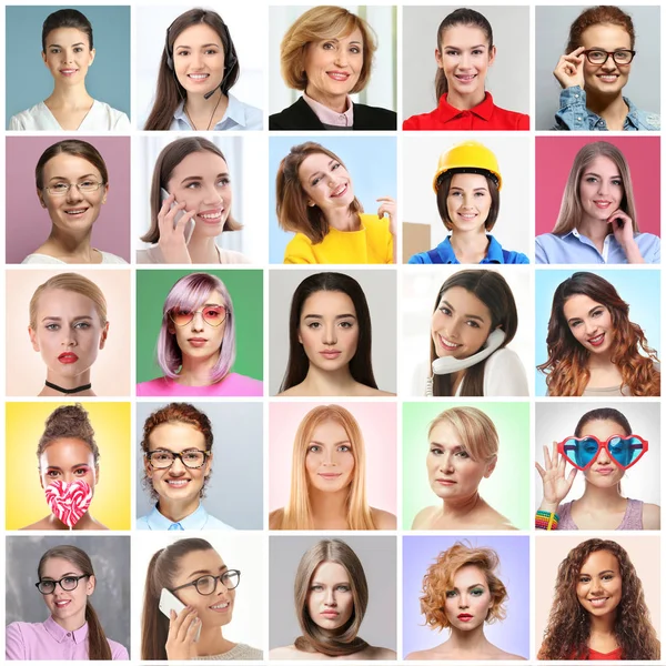 Collage Vackra Kvinnor Som Bakgrund — Stockfoto