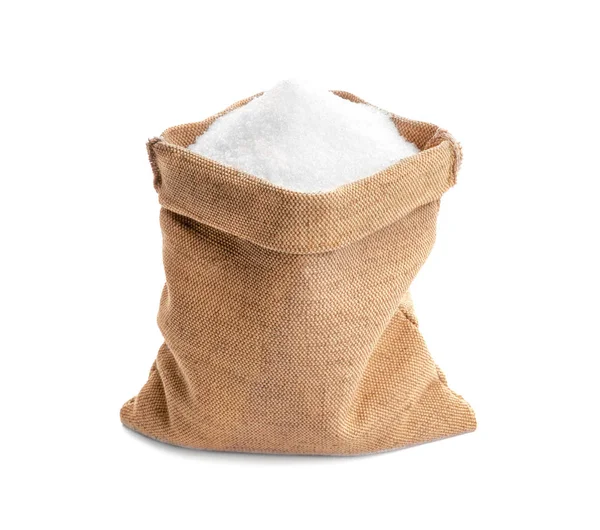 Ζάχαρη σε λινάτσα τσάντα — Φωτογραφία Αρχείου