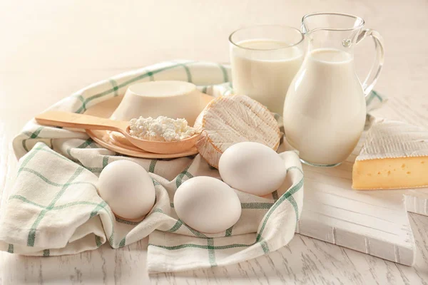 Dairy products on table — Stock Photo, Image