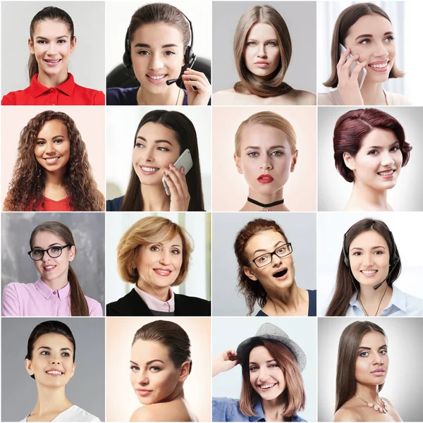 Colagem Mulheres Bonitas Como Fundo — Fotografia de Stock