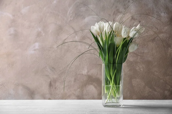 Vase with beautiful tulips — Stock Photo, Image