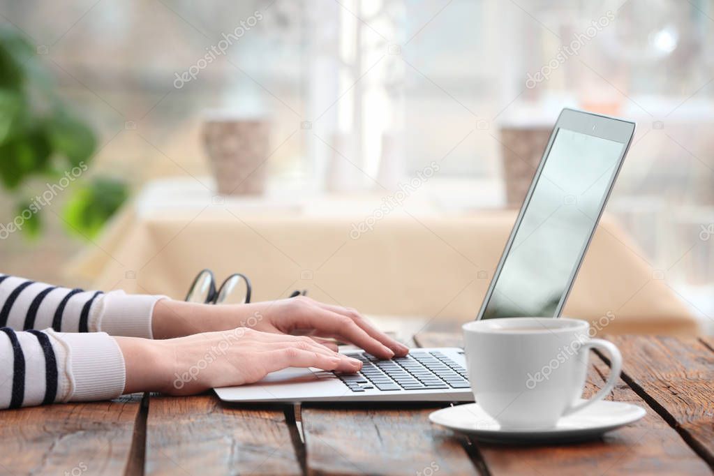 Woman working on laptop 