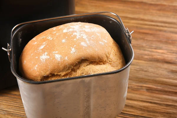 Baking pan with fresh homemade bread