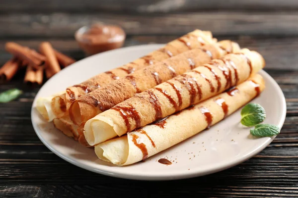 Tasty rolled pancakes — Stock Photo, Image