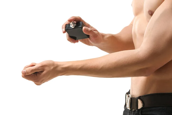 Man using perfume — Stock Photo, Image