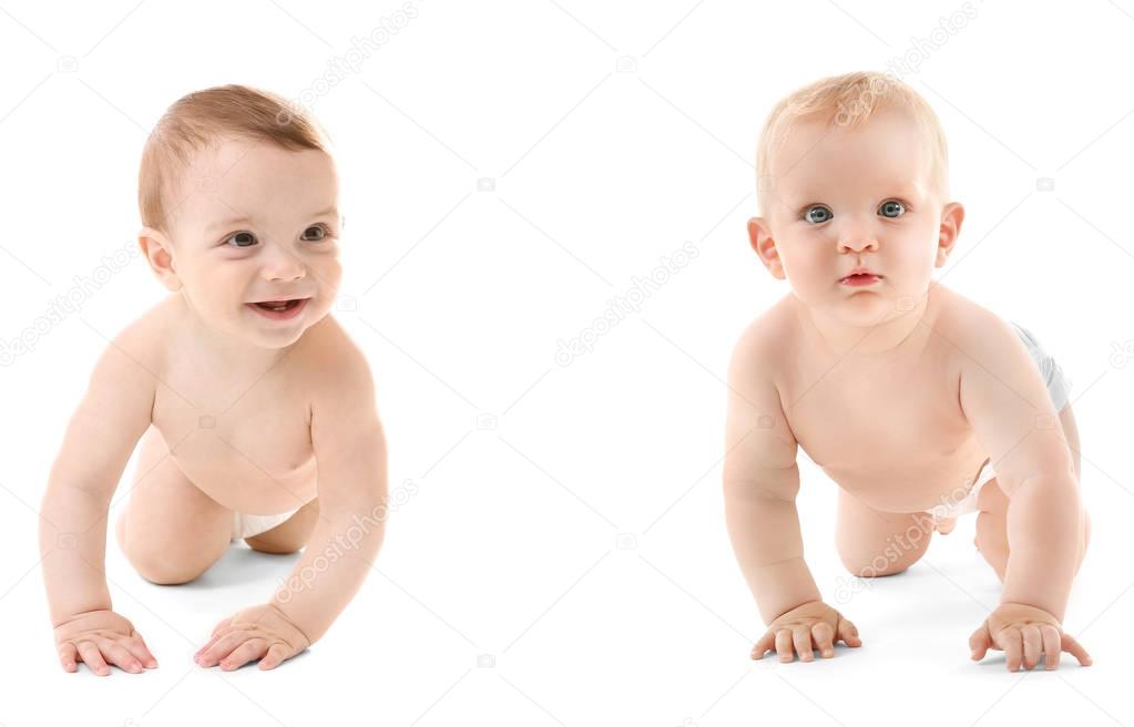 Cute babies on background
