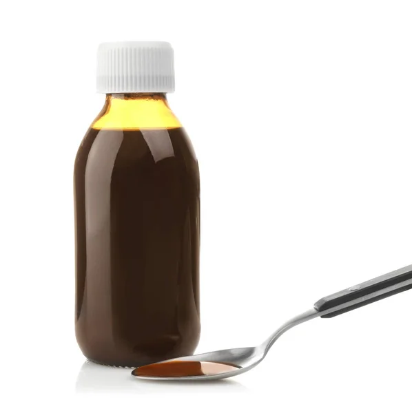 Bottle with cough syrup — Stock Photo, Image