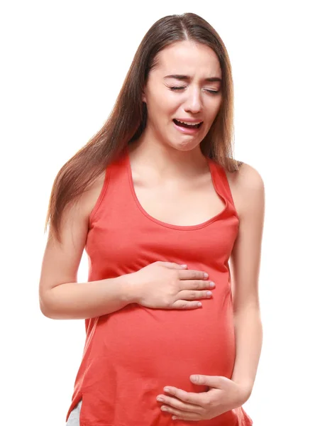 Donna incinta emotiva — Foto Stock