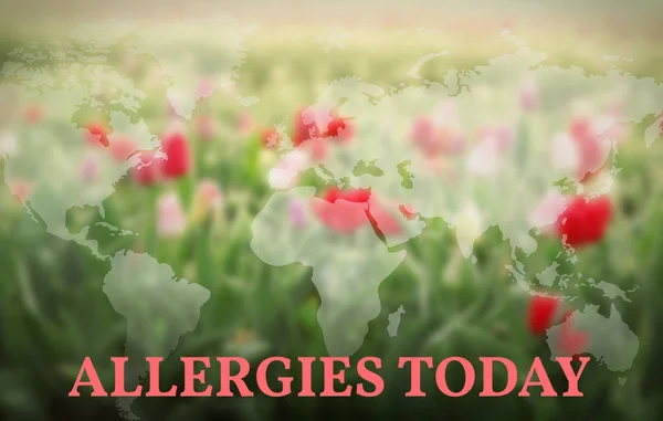 Szöveg allergia ma és a világ Térkép — Stock Fotó