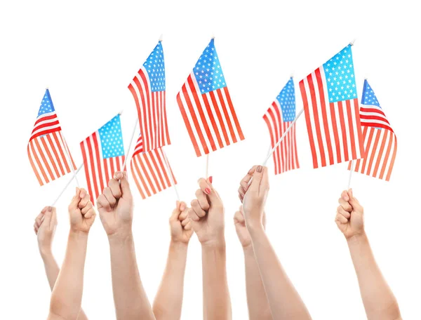 미국 국기를 흔들며 손 — 스톡 사진
