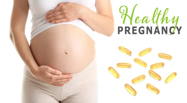 Koncept zdravé těhotenství a rybího tuku. — Stock fotografie