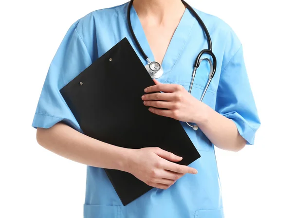 Ženský lékař s schránky — Stock fotografie