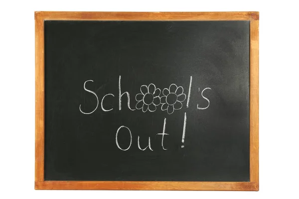 "Schools out" text on chalkboard — Stock Photo, Image