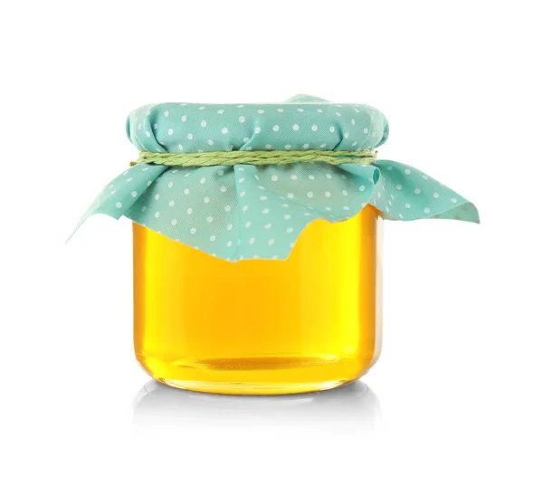Μέλι σε βάζο σε λευκό — Φωτογραφία Αρχείου