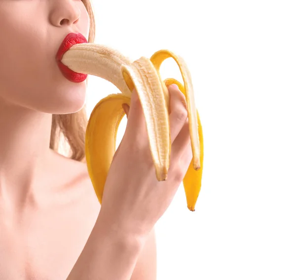 Kobieta jedzenie bananów — Zdjęcie stockowe
