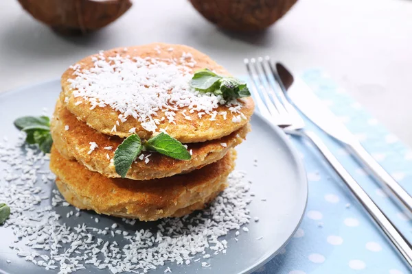 Homemade coconut pancakes — Stock Photo, Image