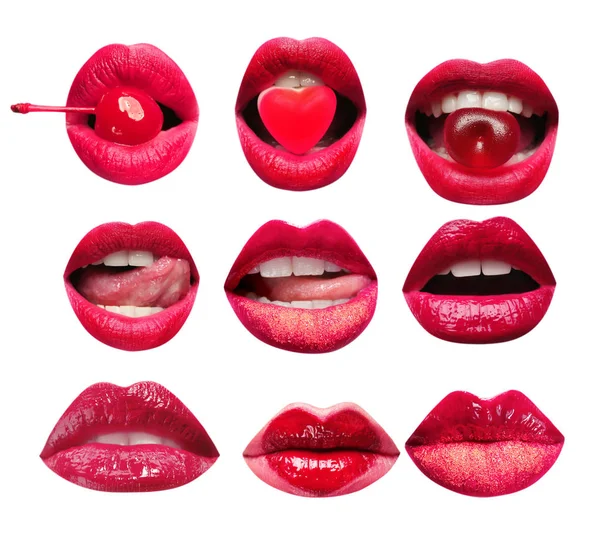 女性的嘴唇的拼贴画 — 图库照片