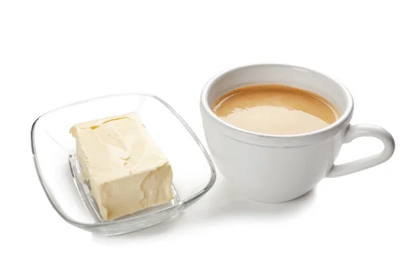 Komposisi dengan kopi mentega lezat — Stok Foto