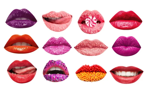 Collage van vrouwelijke lippen — Stockfoto