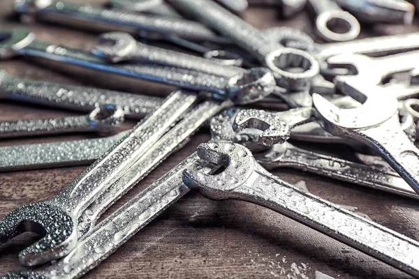 Setting of tools for car repair, closeup — Stock Photo, Image