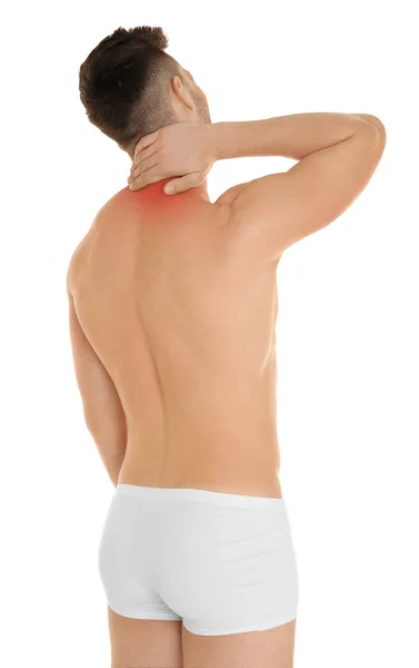 Homem sofrendo de dor nas costas — Fotografia de Stock