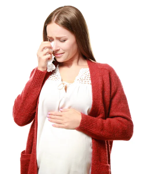Emocionální těhotná žena — Stock fotografie