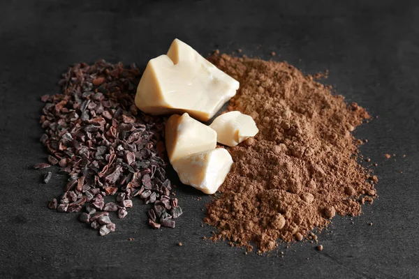 Coklat nibs, mentega dan bubuk — Stok Foto