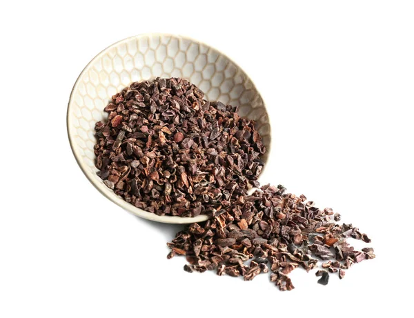 Bowl with cocoa nibs — Stock Photo, Image