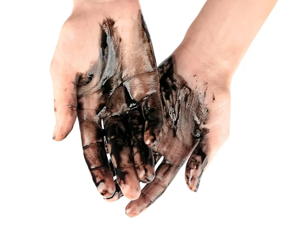 Human hands with oil — Stock Photo, Image