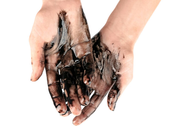 Human hands with oil 