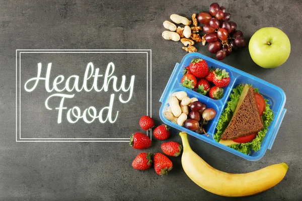 Texto Alimentos Saudáveis — Fotografia de Stock