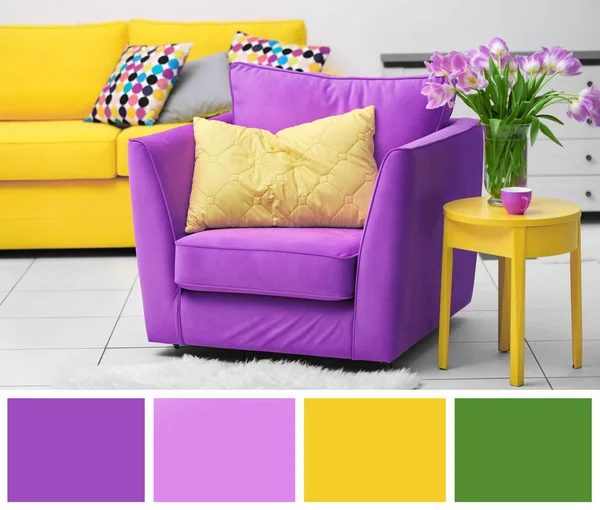 Lilac color in modern interior — Stock Photo, Image