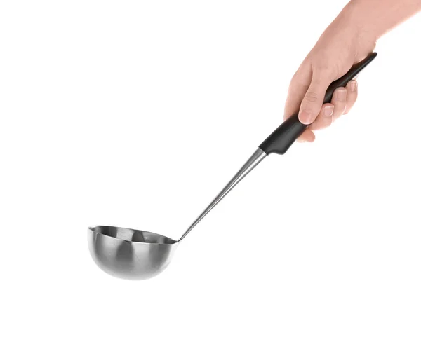 Woman holding soup ladle — Stock Photo, Image