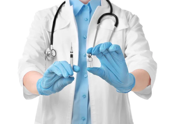 Female doctor with syringe — Stock Photo, Image