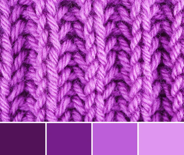 Tessuto lavorato a maglia lilla come sfondo, primo piano — Foto Stock