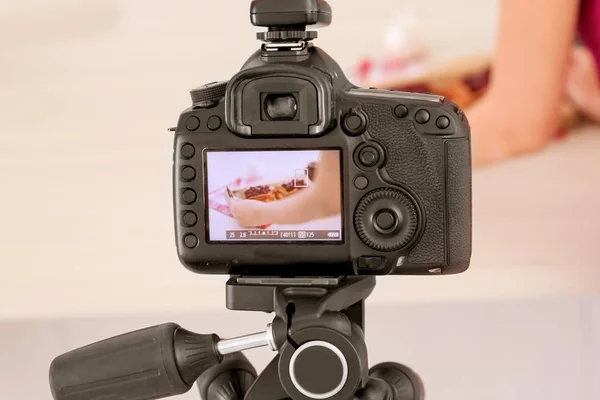 Photo of food on camera display