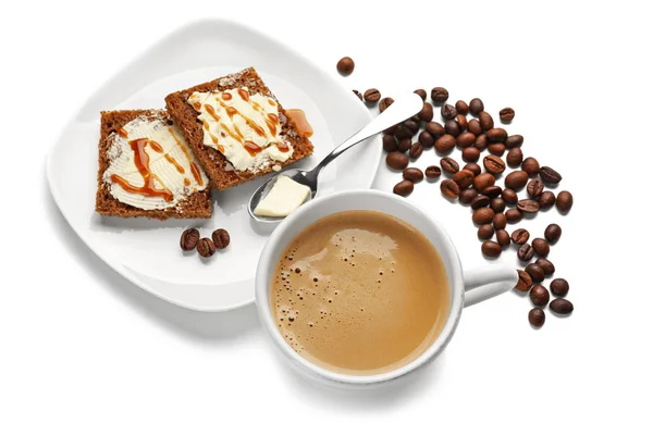 Lekkere boter koffie en toast — Stockfoto