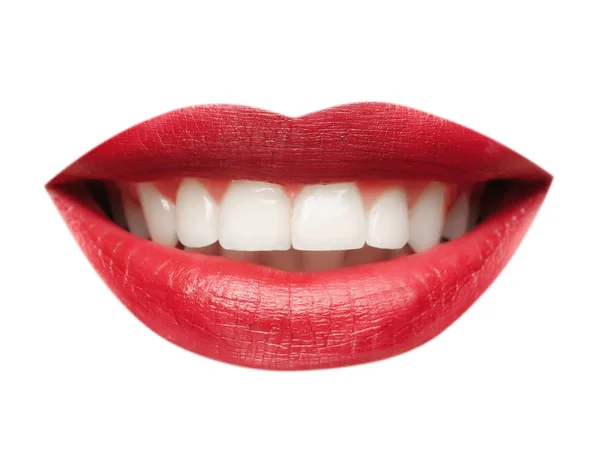 Weibliche Lippen mit hellem Lippenstift — Stockfoto