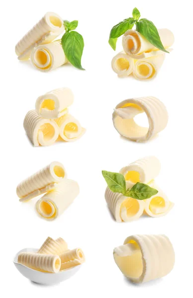 Collage de deliciosos rollos de mantequilla — Foto de Stock