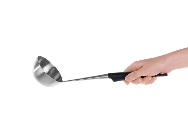 Woman holding soup ladle — Stock Photo, Image