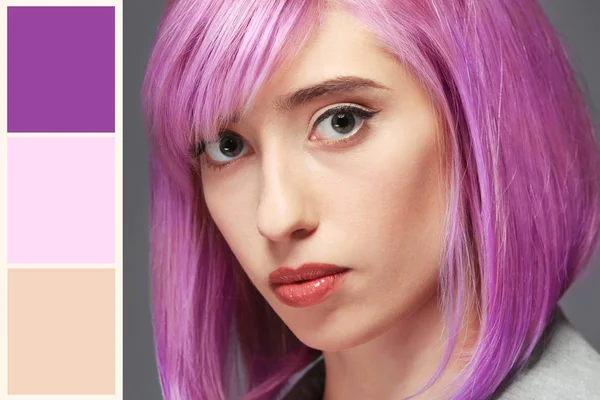 Ung kvinna med färgat hår — Stockfoto