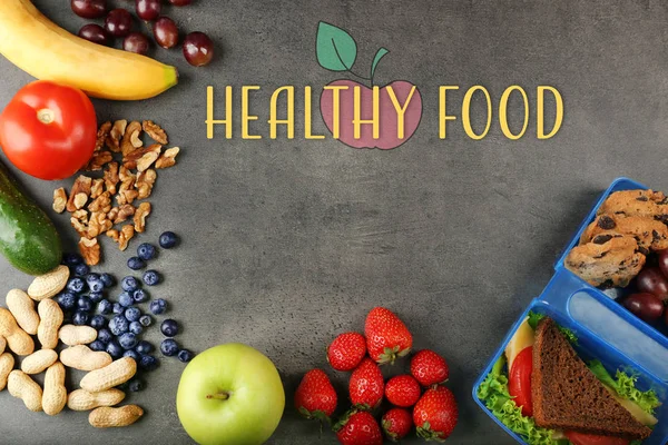 Texto Alimentos Saudáveis — Fotografia de Stock