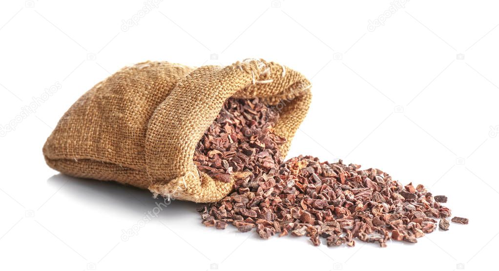 Textile sack with cocoa nibs 